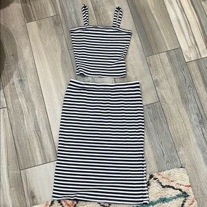 Navy and White Striped Two-Piece Set
